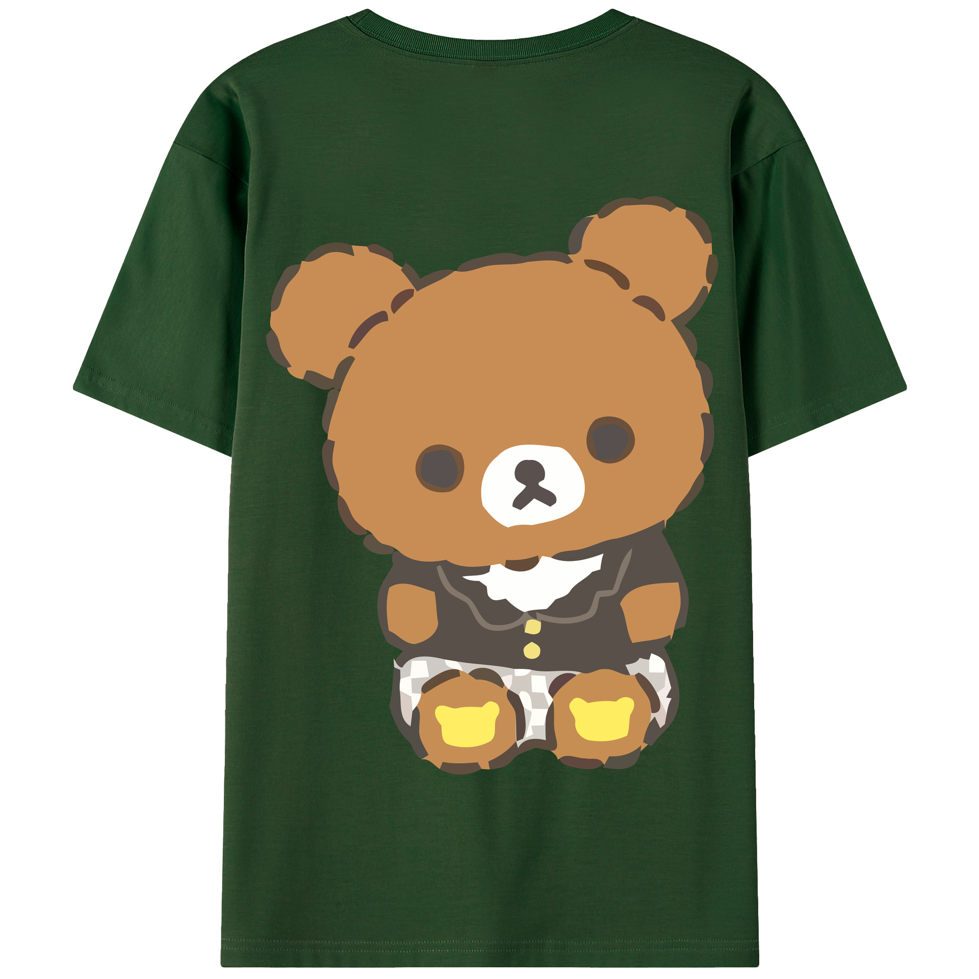 （画像用） リラックマ リラックマ キイロイトリ Rilakkuma Korilakkuma Kiiroitori 綿100％半袖Tシャツ（背面プリント）